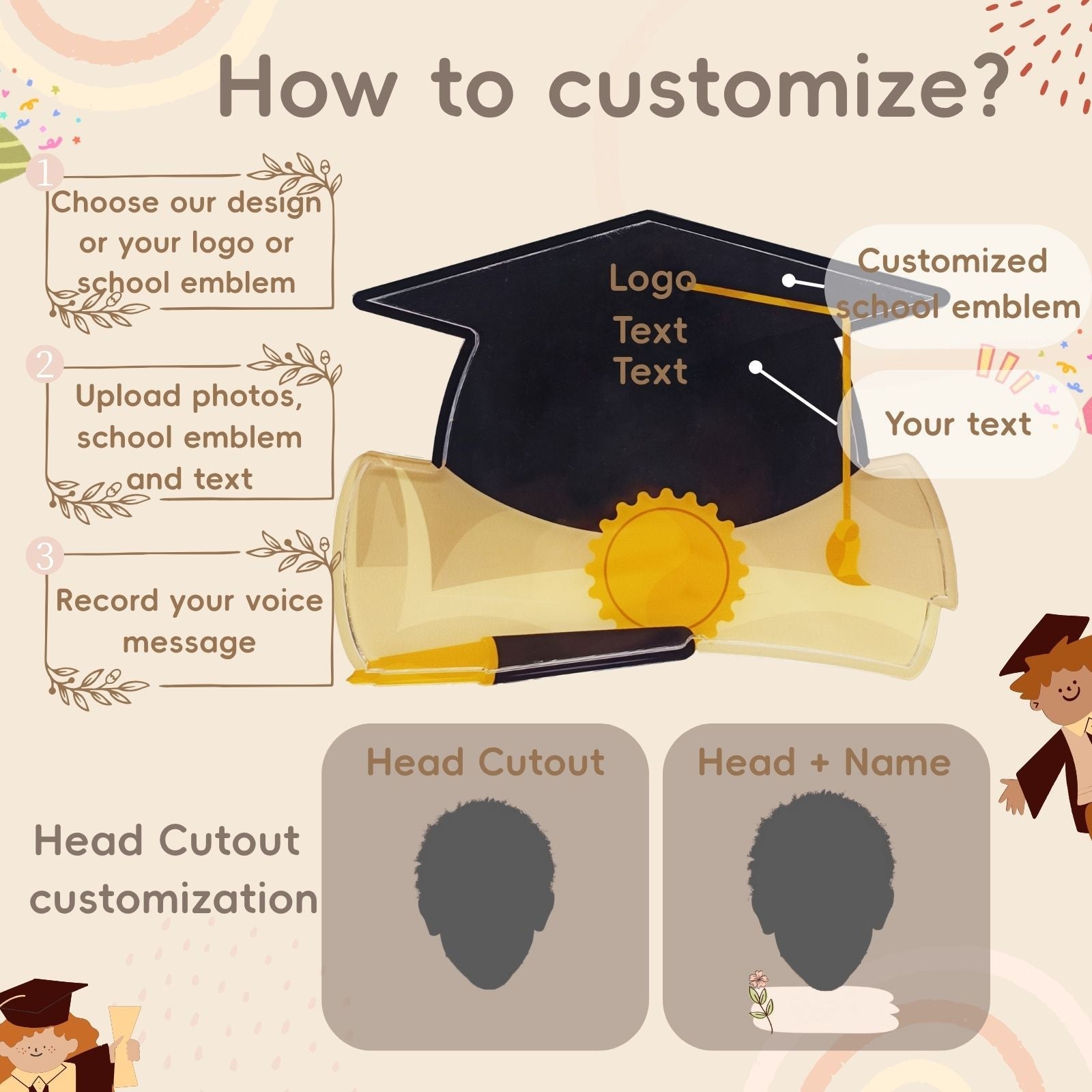 Personalised 4D Shaker Graduation Photo Frame Gift,Gifts From Nursery Primary School Leavers,Leaving College To Teachers For Her Him Daughter - uniqicon