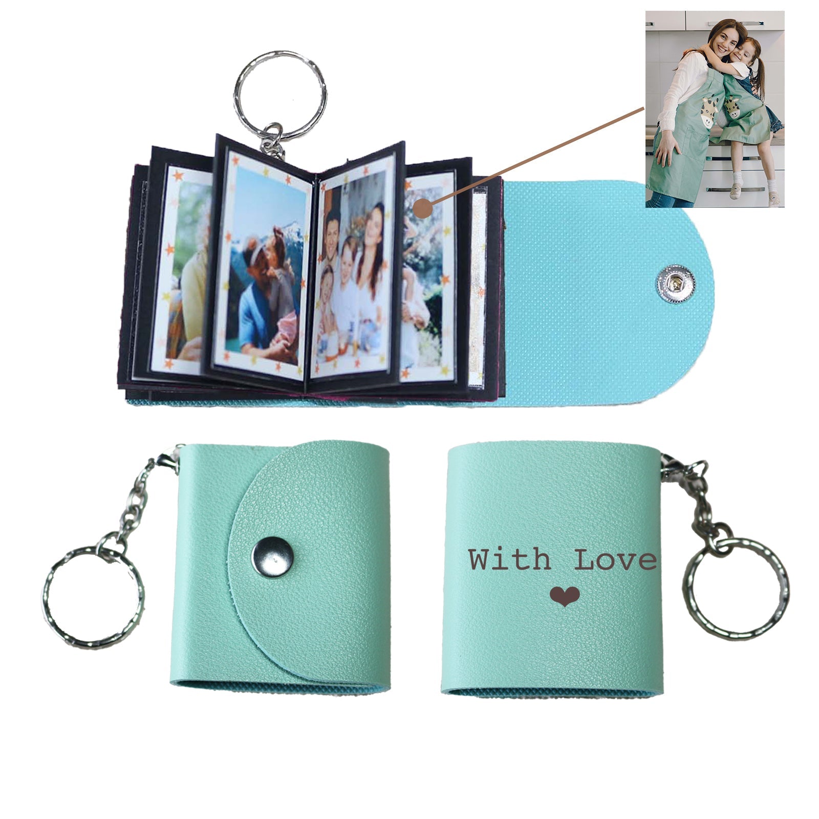Personalized Mini Photo Keychain, Picture Keychains Personalized Album, Mini Cute Key Ring Keychain with Picture Book for Family, Boyfriend, Couples, Dog, Friends - uniqicon