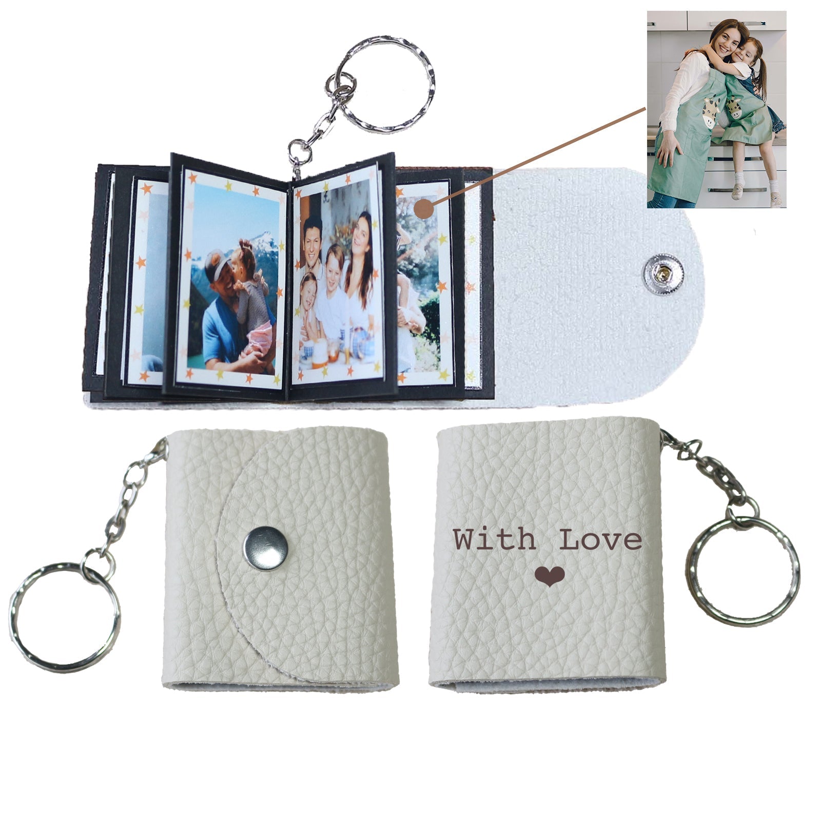 Personalized Mini Photo Keychain,Picture Keychains(Black) Personalized Album, Mini Cute Key Ring Keychain with Picture Book for Family, Boyfriend, Couples, Dog, Friends - uniqicon