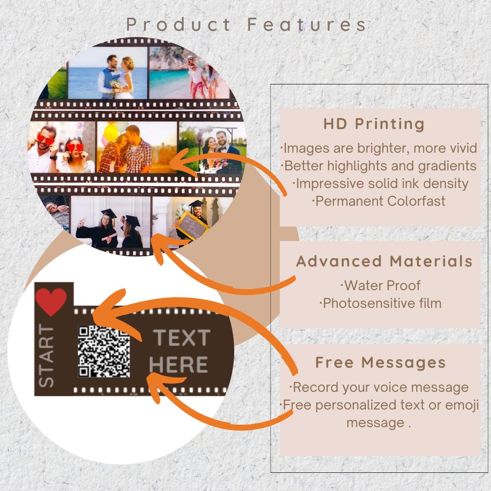 Personalized Customized Memory Retro Camera Film HD Photo Album Film Roll Keychain F3 Voice Message Creative Birthday Valentine Christmas Graduation Friend Anniversary Gift Souvenir Customized Handmade - uniqicon