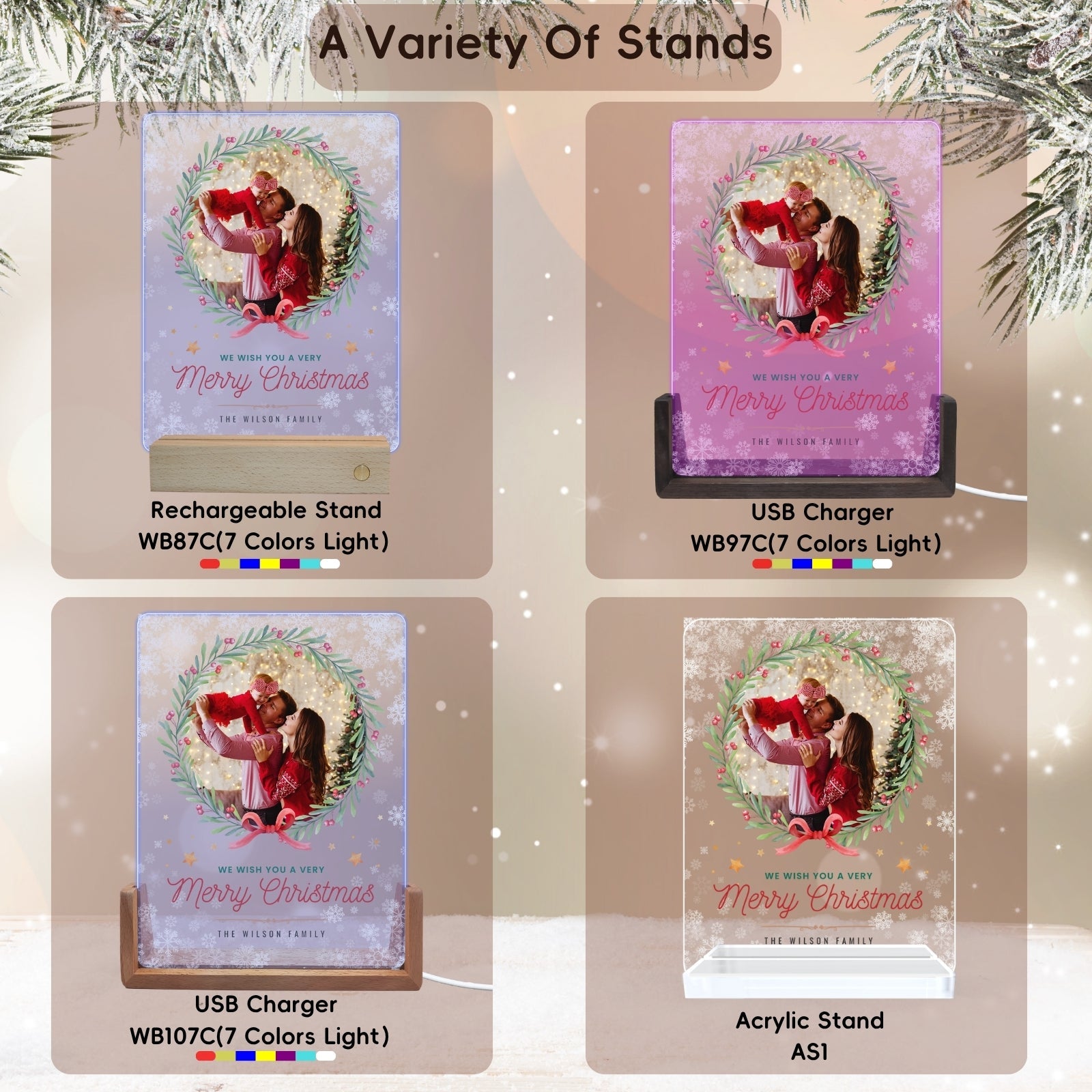 Customised Photo Night Light with Base, Christmas Light Lamp for Son Daughter Kids from Dad Mum, Personalised LED photo night light,Christmas Anniversary Birthday Gift for Her Him Grilfriend Boyfriend - uniqicon