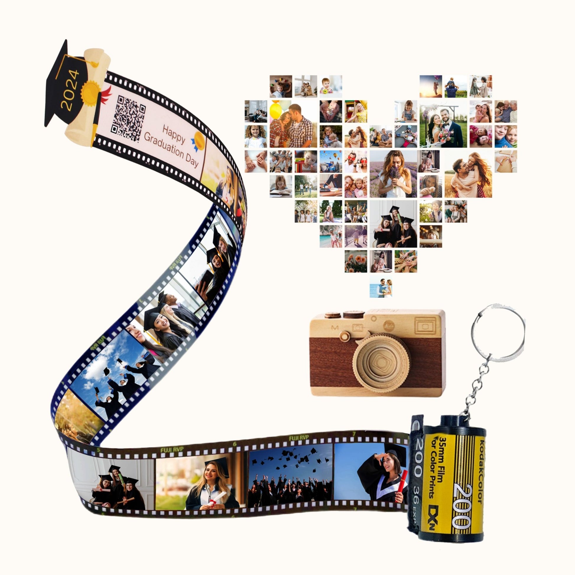 Personalized Customized Memory Retro Camera Film HD Photo Album Film Roll Keychain FG1 Voice Message Creative Birthday Valentine Christmas Graduation Friend Anniversary Gift Souvenir Customized Handmade - uniqicon