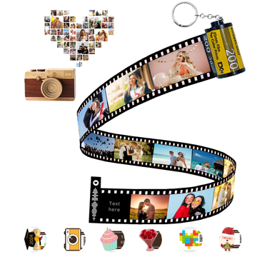 Personalized Customized Memory Retro Camera Film HD Photo Album Film Roll Keychain Spotify Voice Message Creative Birthday Valentine Christmas Graduation Friend Anniversary Gift Souvenir Customized Handmade - uniqicon