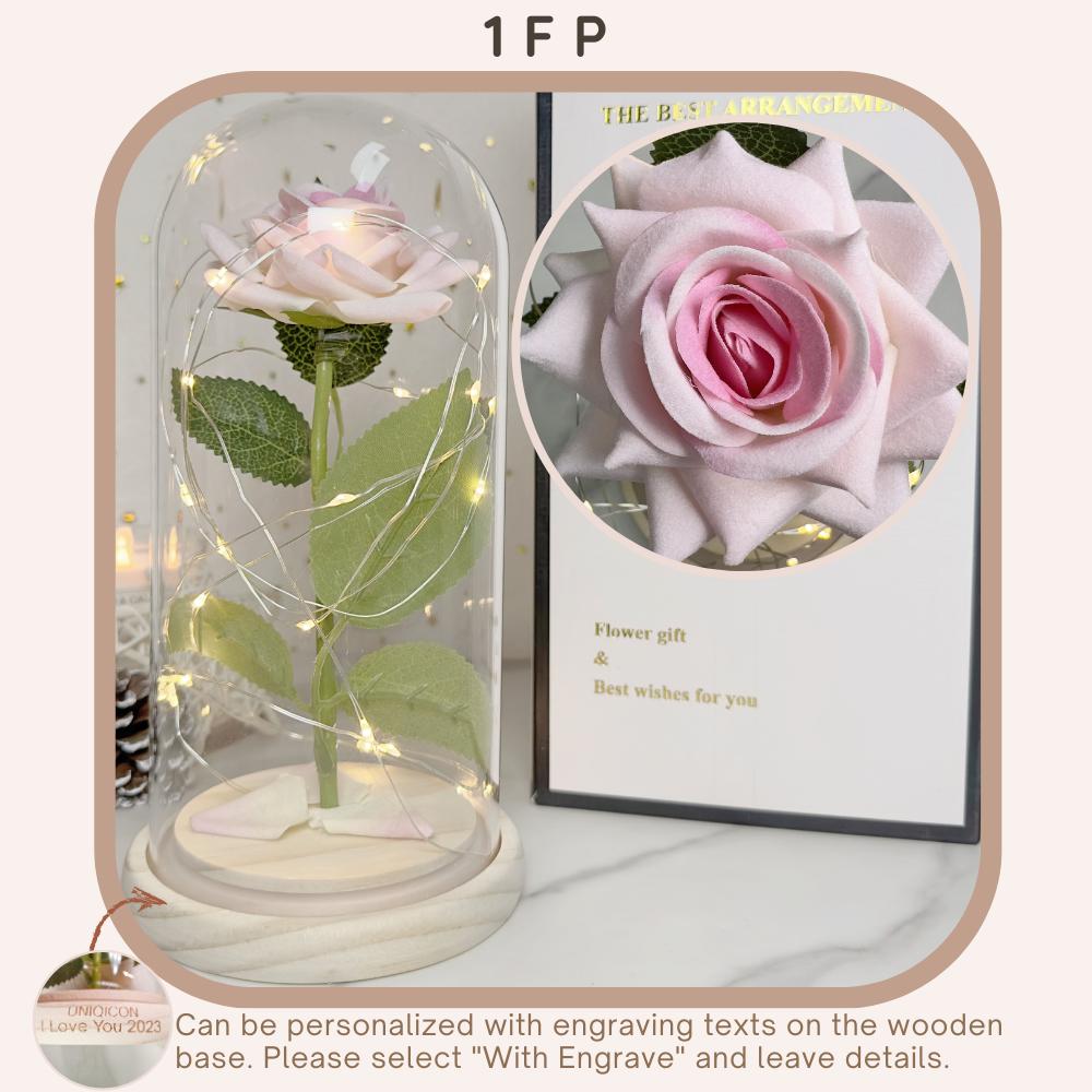 Anniversary & Valentine's Day Gifts For Mom Women, Personalized Rose Lamp, Mother's Day, Birthday Presents For Mom,Girlfriends & Wives Handmade Roses Flowers Galaxy Eternal Enchanted Rose Glass Dome With Message 1F - uniqicon