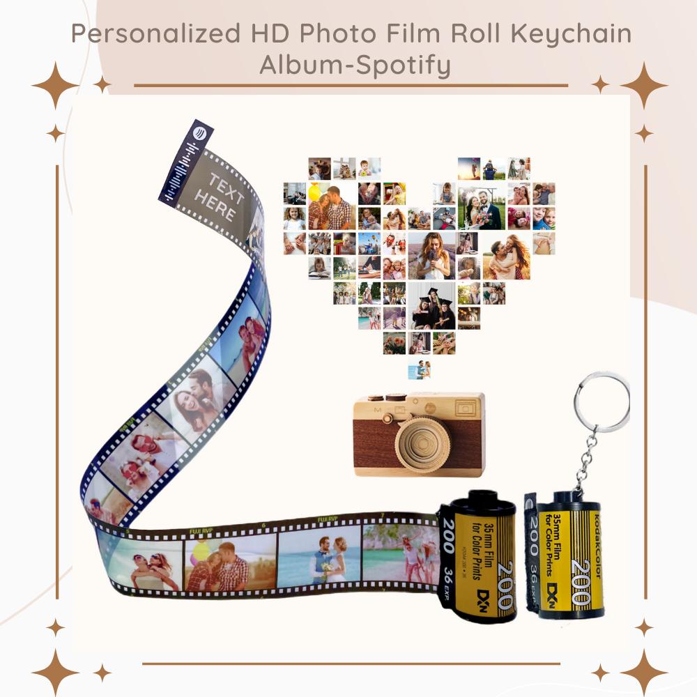 Personalized Customized Memory Retro Camera Film HD Photo Album Film Roll Keychain Spotify Voice Message Creative Birthday Valentine Christmas Graduation Friend Anniversary Gift Souvenir Customized Handmade - uniqicon